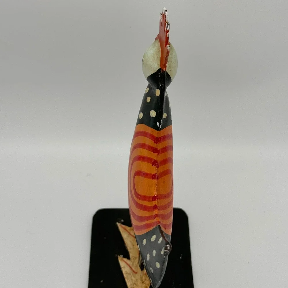 Vintage Pier 1 Metal Rooster Figurine Hand Painted Polka Dot Farmhouse 8